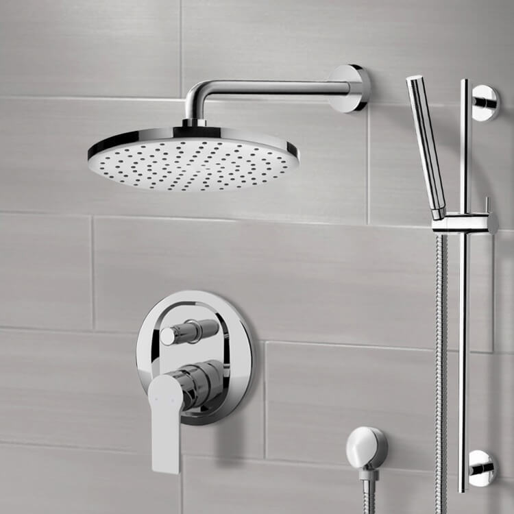 Remer SFR70-8 Chrome Shower Set With 8 Inch Rain Shower Head and Hand Shower